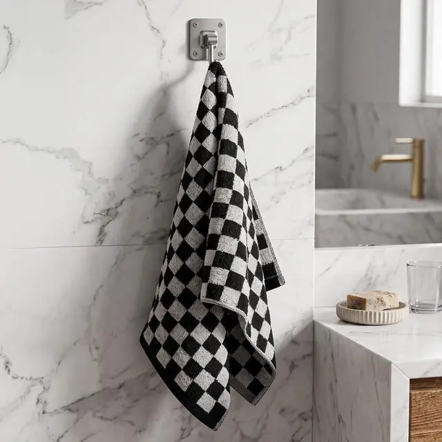 Alt view image 4 of 5 - Extra Premium Bath Towels, 100% Lighter Weight Ring Spun Cotton Towels | Highly Absorbent, Quicker to Dry, Soft Feel, Perfect for Daily Use, Black & White