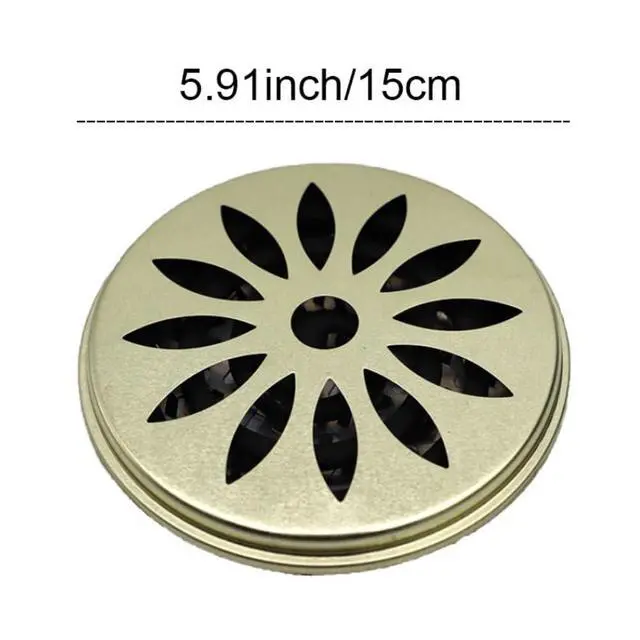 Alt view image 3 of 6 - Mosquito Coil Holder Metal Windproof Coil Incense Burner with Cover Round Fireproof Incense Holder for Home Outdoor Camping Traveling (Copper)