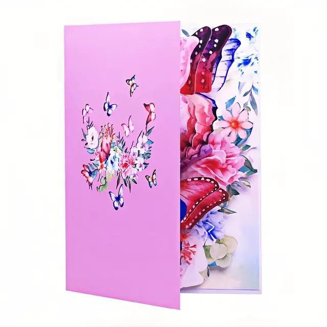 Alt view image 4 of 6 - Greeting Cards with Envelopes, Pop-up Style,Butterfly Card for Mother's Day Valentines Day birthday Thinking of You Card for Wife,Girlfriend (Cute Butterflies)