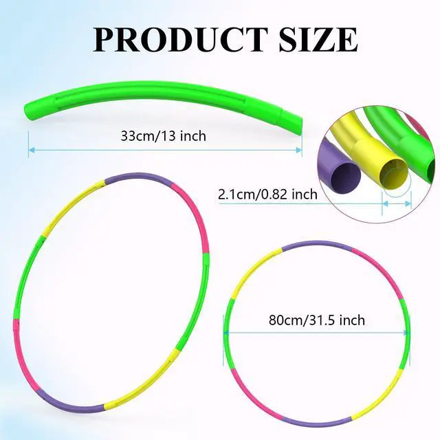 Alt view image 2 of 6 - 32 Inch Kids Exercise Hoop,8-Piece Detachable Adjustable Weight Fitness Toy for Children, Gymnastics, Dog Agility Training - Colorful Hoops for Party Games, Christmas Wreath Decor