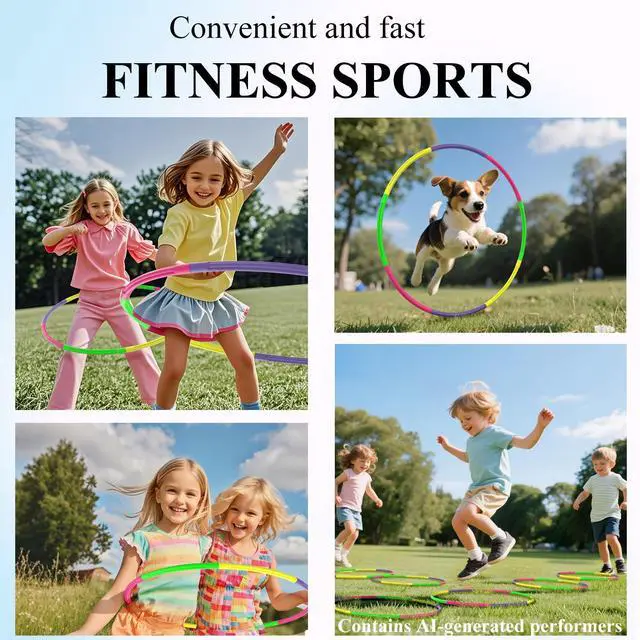 Alt view image 5 of 6 - 32 Inch Kids Exercise Hoop,8-Piece Detachable Adjustable Weight Fitness Toy for Children, Gymnastics, Dog Agility Training - Colorful Hoops for Party Games, Christmas Wreath Decor