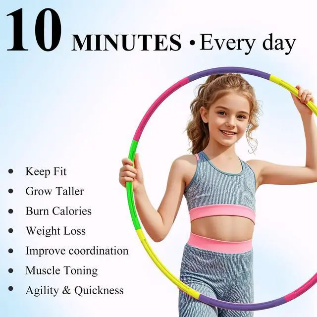 Alt view image 6 of 6 - 32 Inch Kids Exercise Hoop,8-Piece Detachable Adjustable Weight Fitness Toy for Children, Gymnastics, Dog Agility Training - Colorful Hoops for Party Games, Christmas Wreath Decor