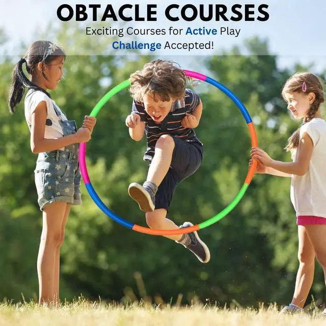 Alt view image 3 of 7 - Kids Exercise Hoop, Snap Together Detachable Adjustable Weight Size Plastic Toy Hoops - Spinning Rings for Sports, Exercise, Playing, 32-Inch