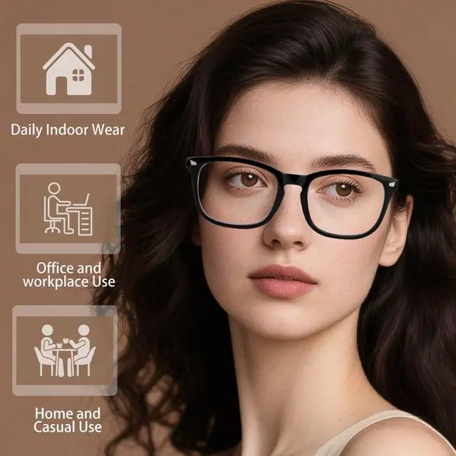 Alt view image 2 of 6 - Blue Light Glasses for Men and Women, 2 Pack Non-Prescription Computer Glasses for Screen Use, Lightweight Fashion Eyeglasses for Office, Reading and Gaming, Black & Clear