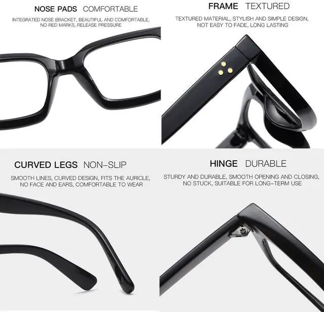 Alt view image 4 of 7 - Classic Thick Square Frame Clear Lens Glasses for Women Men Non Prescription Eyeglasses(A1 Bright Black)