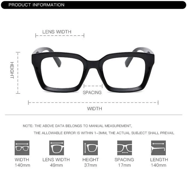 Alt view image 6 of 7 - Classic Thick Square Frame Clear Lens Glasses for Women Men Non Prescription Eyeglasses(A1 Bright Black)