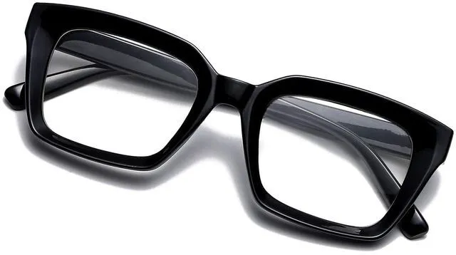 Alt view image 7 of 7 - Classic Thick Square Frame Clear Lens Glasses for Women Men Non Prescription Eyeglasses(A1 Bright Black)