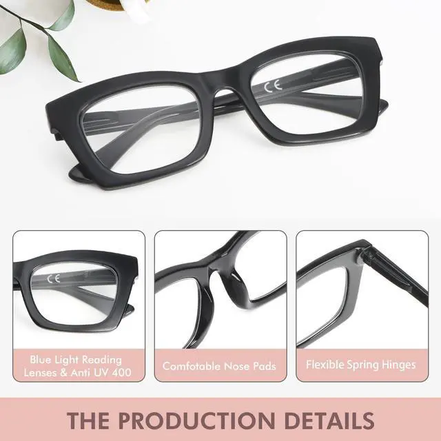 Alt view image 3 of 6 - 3 Pack Reading Glasses for Women Blue Light Blocking Computer Fashion Readers with Spring Hinge and Glasses pouch Black/Pink/Tortoise +1.5