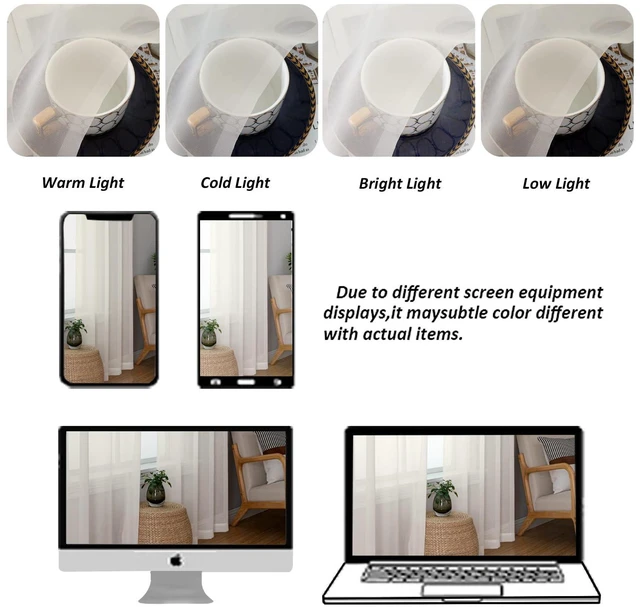 Alt view image 5 of 7 - Ivory Sheer Curtains 84 Inches Long for Living Room, 2 Panels | Light Filtering, Voile Drapes, Rod Pocket, Window Treatment, Solid Color, Sheer Curtain Panels, Bedroom, Each 42"Wx84"L