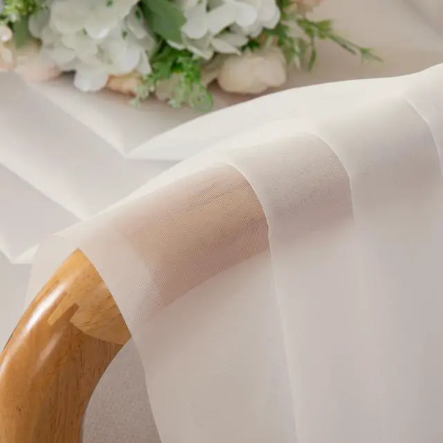Alt view image 7 of 7 - Ivory Sheer Curtains 84 Inches Long for Living Room, 2 Panels | Light Filtering, Voile Drapes, Rod Pocket, Window Treatment, Solid Color, Sheer Curtain Panels, Bedroom, Each 42"Wx84"L