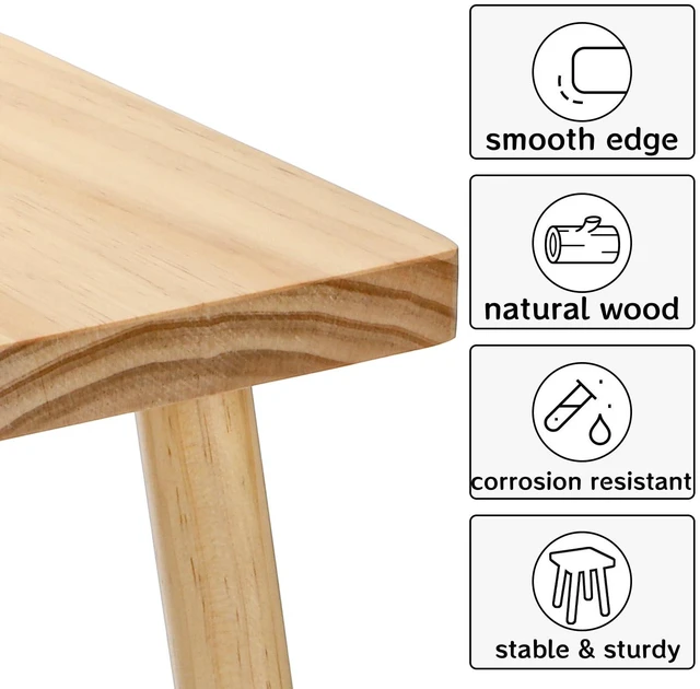 Alt view image 3 of 7 - 9.5 Inch Wooden Step Stool, Solid Square Sitting Stools for Adults Kids, Multi-Purpose Short Chair Perfect Matched Sensory Table, 4-Legged Small Foot Rest Stool for Playroom, Kitchen, Bedroom