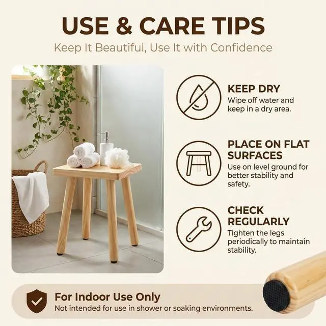 Alt view image 7 of 7 - 9.5 Inch Wooden Step Stool, Solid Square Sitting Stools for Adults Kids, Multi-Purpose Short Chair Perfect Matched Sensory Table, 4-Legged Small Foot Rest Stool for Playroom, Kitchen, Bedroom