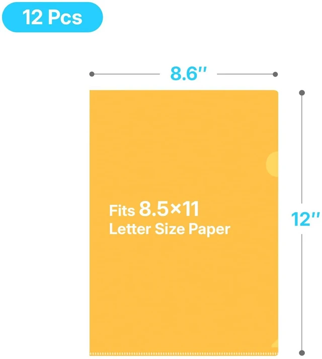 Alt view image 2 of 7 - 12 Pcs Plastic Folders, 8.5x11 inch, 6 Assorted Colors | Acid-Free, Poly Transparent Project Sleeves, Ideal for Office, School and Home