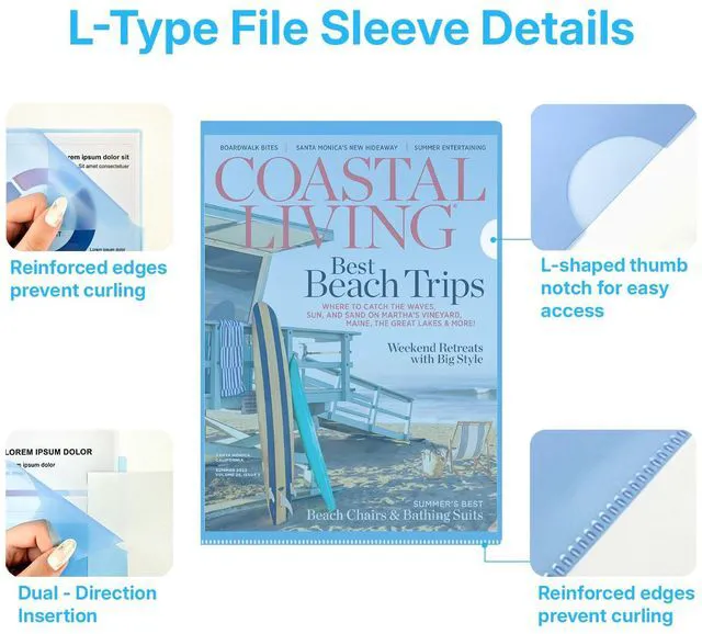 Alt view image 3 of 7 - 12 Pcs Plastic Folders, 8.5x11 inch, 6 Assorted Colors | Acid-Free, Poly Transparent Project Sleeves, Ideal for Office, School and Home