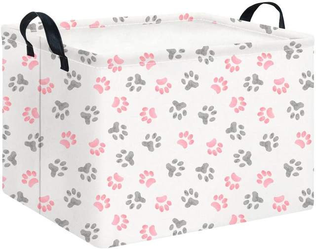 Main image of Rectangular Storage Basket Empty,Gift Basket,Waterproof Storage Bin with Handles,Room Decor(Pink Paw)