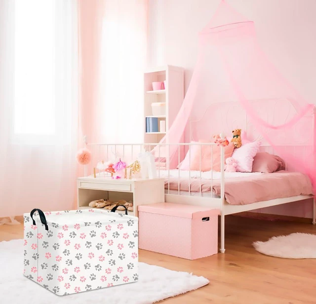 Alt view image 3 of 6 - Rectangular Storage Basket Empty,Gift Basket,Waterproof Storage Bin with Handles,Room Decor(Pink Paw)