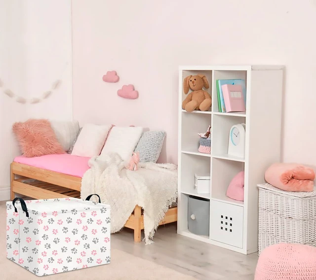 Alt view image 4 of 6 - Rectangular Storage Basket Empty,Gift Basket,Waterproof Storage Bin with Handles,Room Decor(Pink Paw)