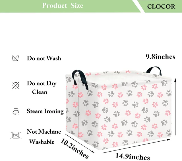 Alt view image 6 of 6 - Rectangular Storage Basket Empty,Gift Basket,Waterproof Storage Bin with Handles,Room Decor(Pink Paw)