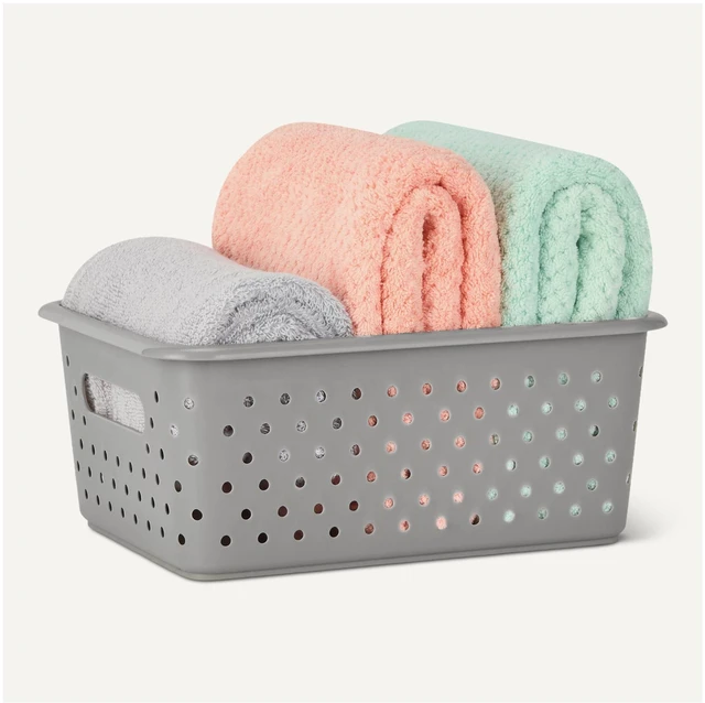 Alt view image 3 of 5 - \ Decorative BPA-Free Plastic Storage Baskets, 9.9 x 7.4 x 4.16 inches, Grey, 6-Pack