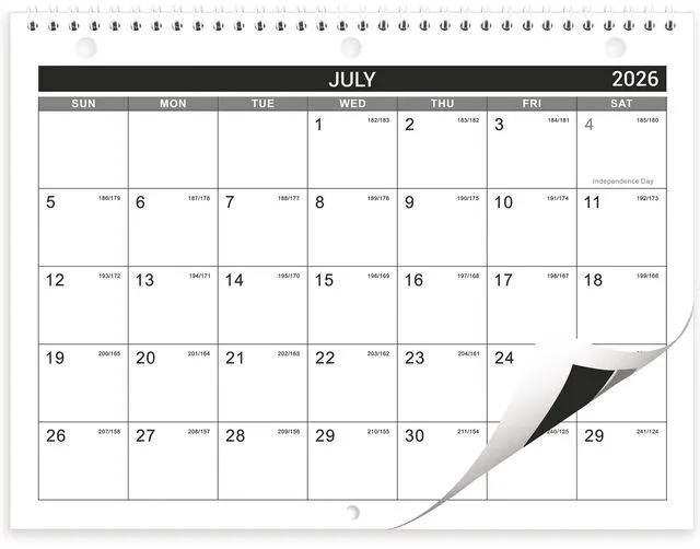 Main image of Calendar 2026-2027 - Wall Calendar 2026-2027, 8.5" x 11", 18 Month from Jul. 2026 to Dec. 2027, 3-Hole Punched Binder Calendar with Memo Pages, Twin-Wire Binding, Holidays, For Desk or Wall, Black