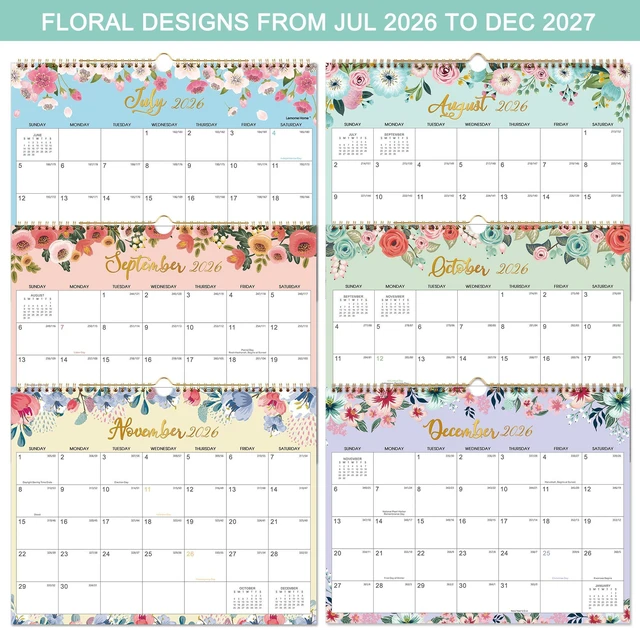 Alt view image 4 of 6 - Calendar 2026-2027 - 26-27 Calendar, JUL 2026 - Dec 2027, 15" x 11.5" | Monthly Calendar, Wall Calendar 2026-2027 with Spiral Bound, Julian Dates, Thick Paper Perfect for Home Office Organizing