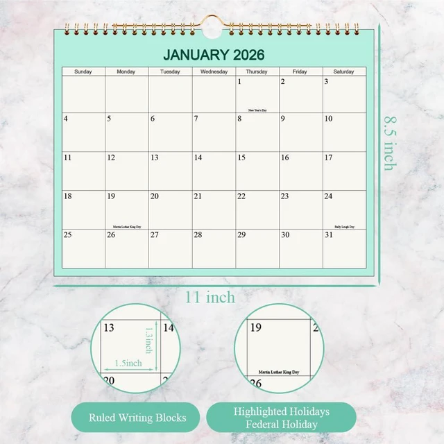 Alt view image 3 of 6 - Calendar 2026-2027 - Wall Calendar Runs from Apr 2026 to Jun 2027-15 Monthly Calendar with Thick Paper for Planning and Organizing for Home or Office, Calender Planner, 8.5 x 11 In 2026 27 Calendars