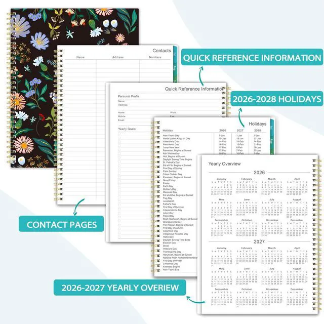 Alt view image 6 of 7 - Planner 2026-2027, 9" x 11", JULY 2026 - JUNE 2027, Calendar Planner | 2026-2027 Planner Weekly and Monthly, Academic Planner, Monthly Calendar with Colorful Tabs, Spiral Binding, Pocket - Black