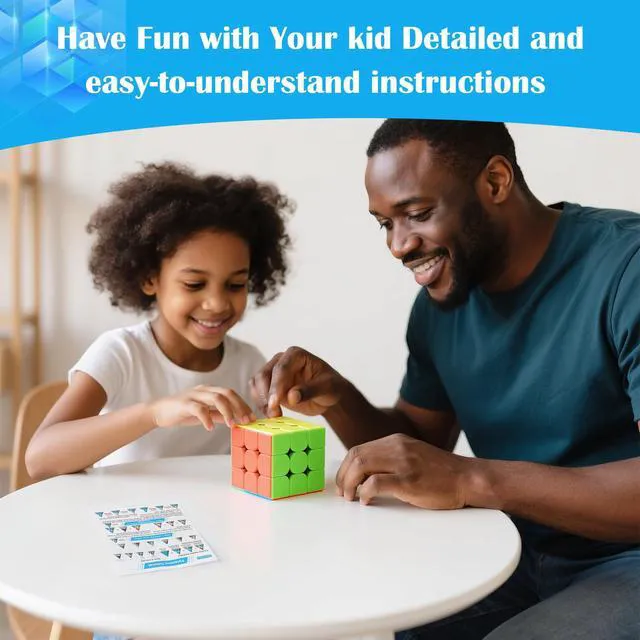 Alt view image 5 of 7 - 3x3 Speed Cube Stickerless with Stand & Tutorial Toy Gift for Boys 6-12 | Problem-Solving Brain Teaser, Easy Turning Sensory Puzzle Basket Stuffers STEM Educational