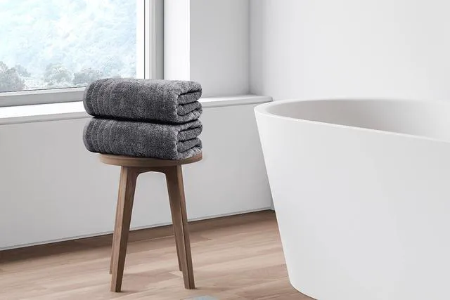 Alt view image 3 of 7 - 4 Piece Extra Large Bath Towels 30 x 60 Inches, Dark Grey | 100% Cotton, Larger & Lighter Weight, Quicker to Dry, Super Soft and Absorbent, Perfect for Bathroom