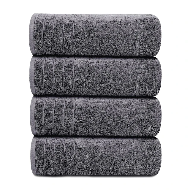 Alt view image 6 of 7 - 4 Piece Extra Large Bath Towels 30 x 60 Inches, Dark Grey | 100% Cotton, Larger & Lighter Weight, Quicker to Dry, Super Soft and Absorbent, Perfect for Bathroom