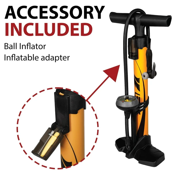 Alt view image 4 of 7 - Bike Pump out of durable Steel - Bicycle pump 160 PSI high Pressure, Bike Tire Pump 17/24 inch Smart Valve Head, Schrader bike pump with gauge, Automatically Reversible Presta & Schrader, ball pump