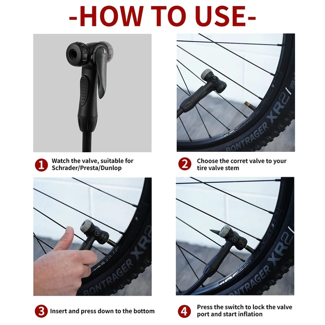 Alt view image 5 of 7 - Bike Pump out of durable Steel - Bicycle pump 160 PSI high Pressure, Bike Tire Pump 17/24 inch Smart Valve Head, Schrader bike pump with gauge, Automatically Reversible Presta & Schrader, ball pump