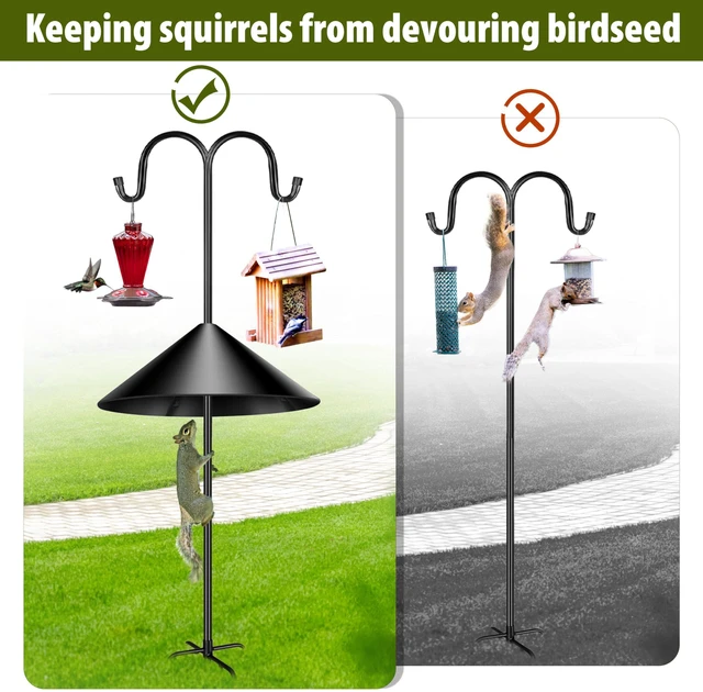 Alt view image 2 of 6 - Squirrel Baffle,19-Inch Squirrel Baffle for Bird Feeder Pole,Squirrel-Proofs for Outdoor Shepherd's HooksOutside Pole Mount Squirrels Guard(Black 2 Pack
