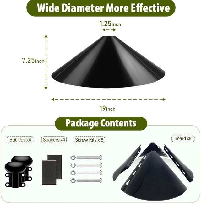 Alt view image 5 of 6 - Squirrel Baffle,19-Inch Squirrel Baffle for Bird Feeder Pole,Squirrel-Proofs for Outdoor Shepherd's HooksOutside Pole Mount Squirrels Guard(Black 2 Pack