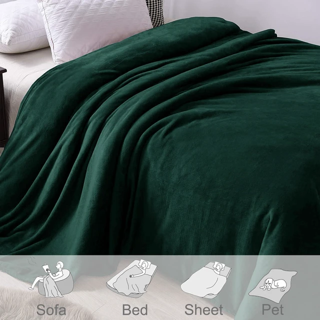 Alt view image 4 of 7 - Soft Large Fleece Throw Blanket for Couch, Forest Green | 50x70 Inches, Double-Sided Brushed Flannel, Lightweight Plush Cozy Blanket for Home Decor, All Season, Machine Washable