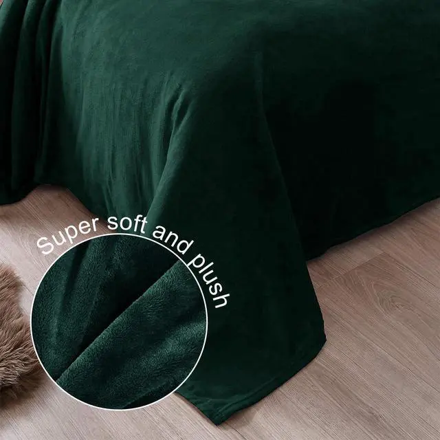 Alt view image 5 of 7 - Soft Large Fleece Throw Blanket for Couch, Forest Green | 50x70 Inches, Double-Sided Brushed Flannel, Lightweight Plush Cozy Blanket for Home Decor, All Season, Machine Washable
