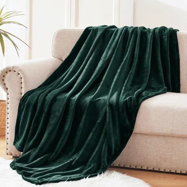 Alt view image 3 of 7 - Soft Large Fleece Throw Blanket for Couch, Forest Green | 50x70 Inches, Double-Sided Brushed Flannel, Lightweight Plush Cozy Blanket for Home Decor, All Season, Machine Washable