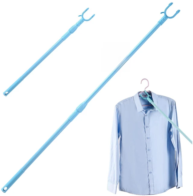 Main image of 22.1-37.8" Telescopic Clothes Pole, Aluminium Clothes Hook Pole with U-Shape Fork, Hanging Clothesline Poles with Hook for Wardrobe, Clothesline, Hanger Rod, Clothing Wardrobe Storage