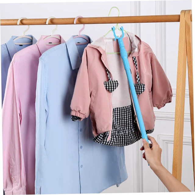 Alt view image 4 of 7 - 22.1-37.8" Telescopic Clothes Pole, Aluminium Clothes Hook Pole with U-Shape Fork, Hanging Clothesline Poles with Hook for Wardrobe, Clothesline, Hanger Rod, Clothing Wardrobe Storage