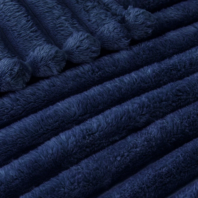 Alt view image 4 of 7 - Striped Fleece Throw Blanket for Couch, Sofa, Bed, 50"x60" | Soft Breathable Cozy Bed Blankets, Lightweight Plush Fluffy Fuzzy Jacquard Decorative Blankets