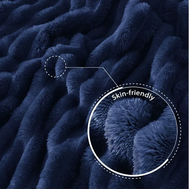Alt view image 5 of 7 - Striped Fleece Throw Blanket for Couch, Sofa, Bed, 50"x60" | Soft Breathable Cozy Bed Blankets, Lightweight Plush Fluffy Fuzzy Jacquard Decorative Blankets