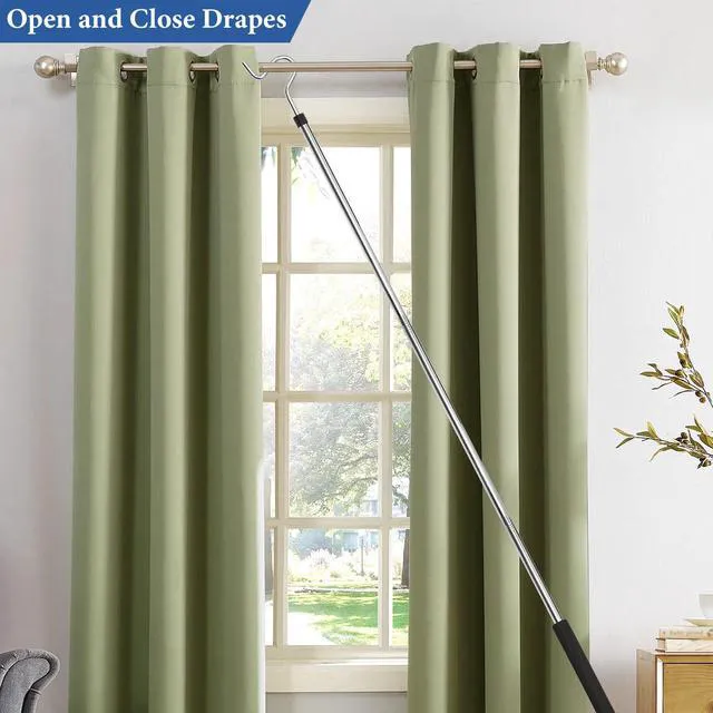 Alt view image 7 of 7 - Clothes Hook Pole, Clothes Hanger Reaching Hook for Hanging Clothes Light and Plants Extendable from 35" to 50" Made of Stainless Steel Tube with Sponge Handle (50inch)