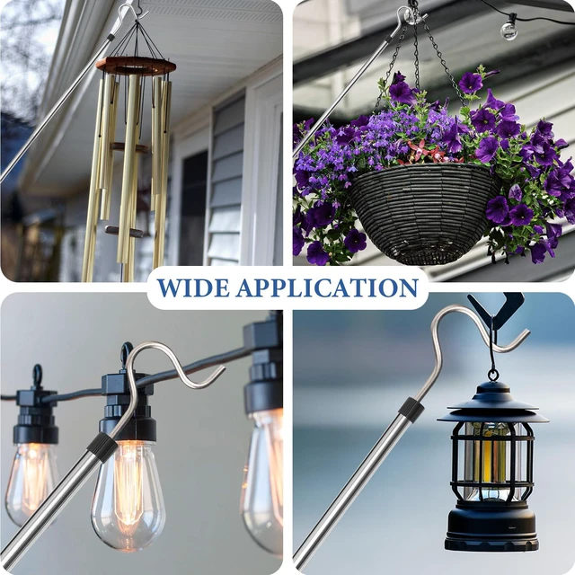 Alt view image 6 of 7 - Clothes Hook Pole, Clothes Hanger Reaching Hook for Hanging Clothes Light and Plants Extendable from 35" to 50" Made of Stainless Steel Tube with Sponge Handle (50inch)