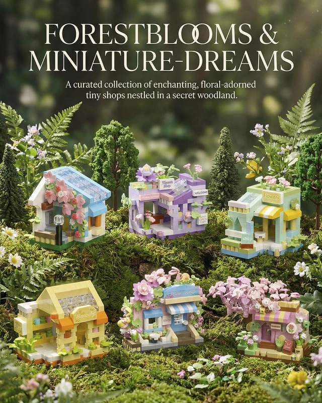 Alt view image 2 of 6 - 6 Packs Mini Flower Shops Building Set, 1165PCS-Party Favors for Kids, Creative Botanical Collection Garden Playset Micro Building Toy, Home Decor and Office Art Gift Women, Mom, Girls