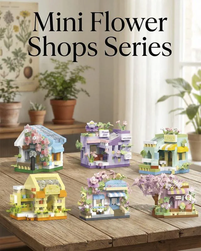Alt view image 3 of 6 - 6 Packs Mini Flower Shops Building Set, 1165PCS-Party Favors for Kids, Creative Botanical Collection Garden Playset Micro Building Toy, Home Decor and Office Art Gift Women, Mom, Girls