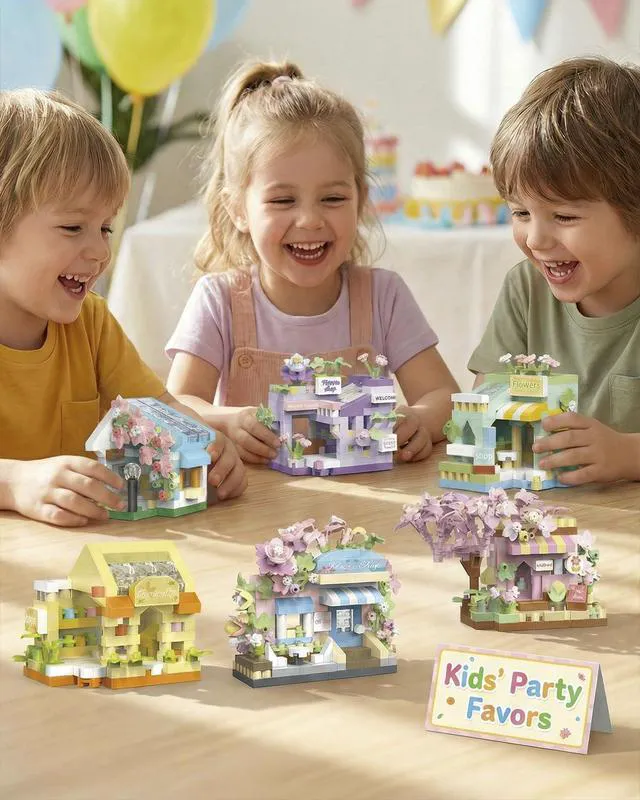 Alt view image 4 of 6 - 6 Packs Mini Flower Shops Building Set, 1165PCS-Party Favors for Kids, Creative Botanical Collection Garden Playset Micro Building Toy, Home Decor and Office Art Gift Women, Mom, Girls