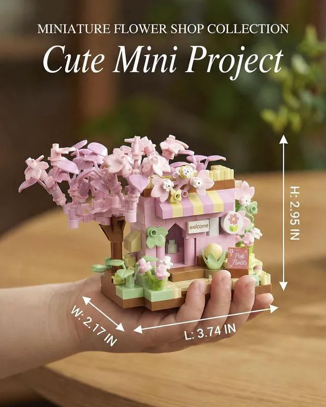 Alt view image 5 of 6 - 6 Packs Mini Flower Shops Building Set, 1165PCS-Party Favors for Kids, Creative Botanical Collection Garden Playset Micro Building Toy, Home Decor and Office Art Gift Women, Mom, Girls