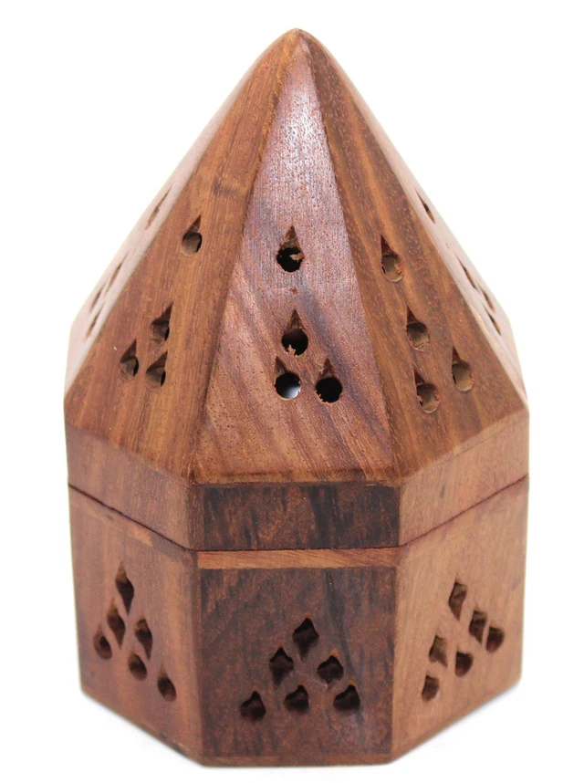 Alt view image 2 of 5 - - 5 Inch Temple Wooden Charcoal/Cone Burner