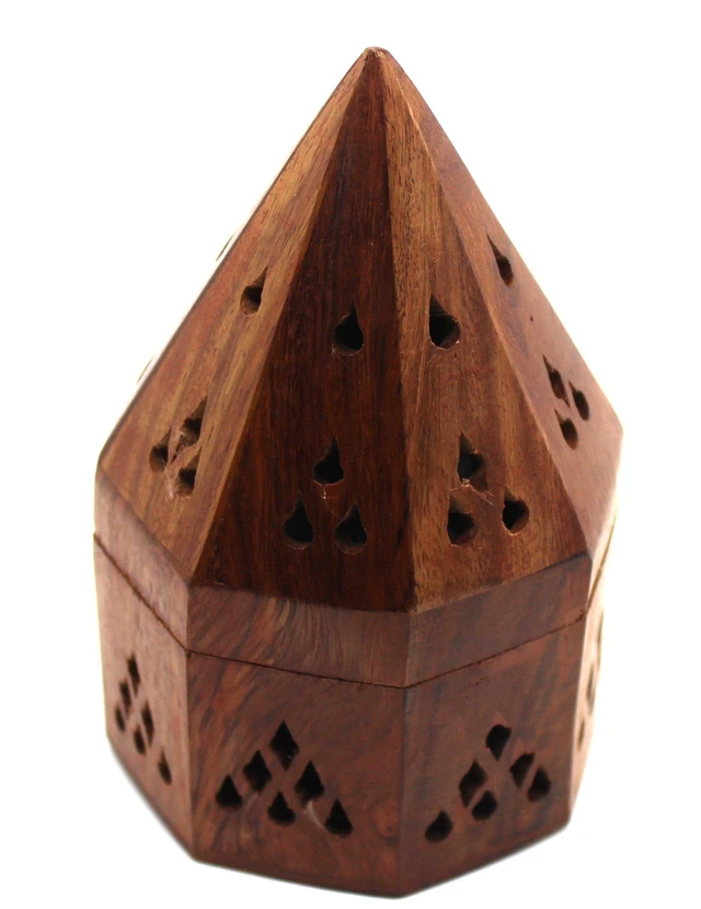 Alt view image 4 of 5 - - 5 Inch Temple Wooden Charcoal/Cone Burner