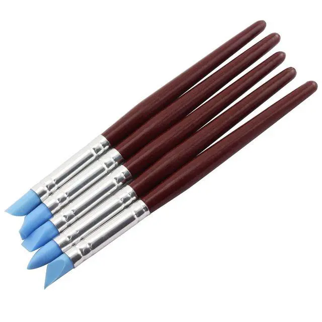 Alt view image 4 of 5 - Clay Sculpting Tool 5PCS 5 Size Rubber Tip Silicon Brushes Pottery Clay Pen Shaping Carving Tools